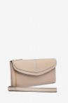 Beige leather large wallet