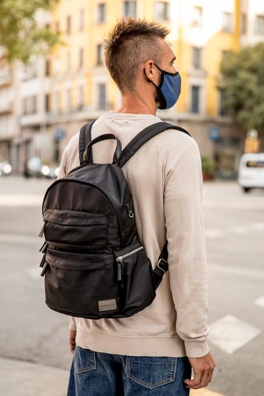 Black laptop backpack with zipper