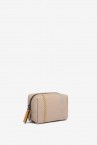 Beige leather small toiletry bag