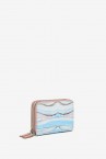 Small leather wallet with abstract print in blue