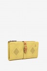 Large leather wallet in yellow die-cut leather