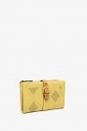 Medium leather wallet in yellow die-cut leather