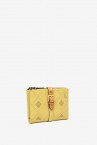 Small leather wallet in yellow die-cut leather