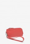 Coral leather coin purse