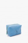 Blue large leather toiletry bag