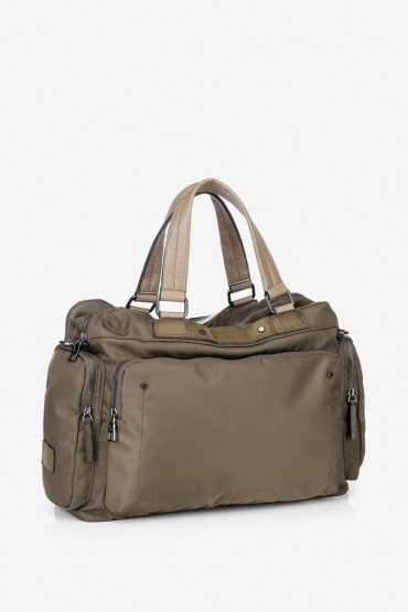 Brown multi-pocket laptop bag