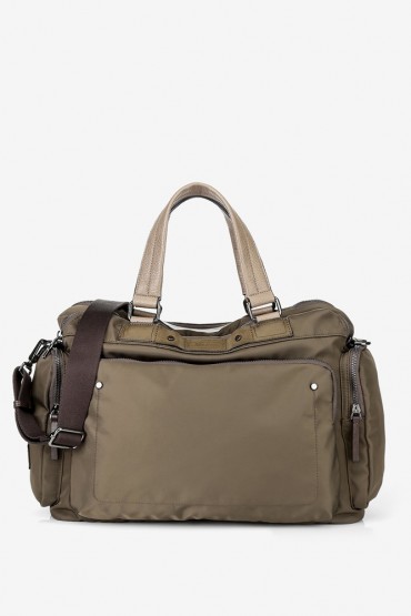 Brown multi-pocket laptop bag