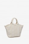 Beige small shopper bag in recycled materials