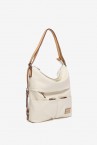 Beige bag-backpack in recycled materials