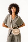 Camel small crossbody bag in recycled materials