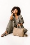 Camel shopper bag in recycled materials