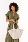 Beige shopper bag in recycled materials
