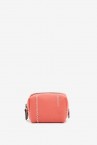 Coral leather small toiletry bag