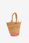 Raffia basket with purple print