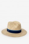 Beige straw fedora hat