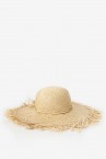 Straw fedora hat with ribbon in beige