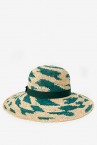Straw hat in green and beige