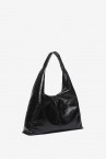 Black metallic leather shoulder bag