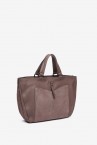 Taupe leather and split leather shopper bag