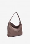 Taupe leather and split leather shoulder bag