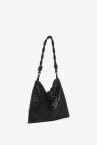 Black metallic mesh shoulder bag