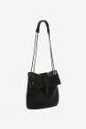 Black metallic mesh half moon shoulder bag