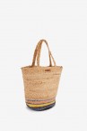 Raffia basket with yellow print