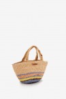 Small raffia basket with yellow print