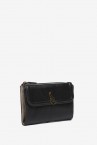 Black leather medium wallet with flap