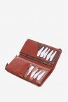 Terracotta leather large wallet with stitchings