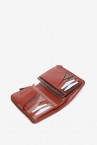 Terracotta leather small wallet with stitchings