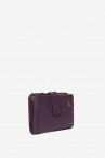 Purple leather small wallet with stitchings