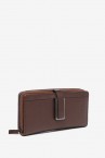 Bronze metallic leather large wallet with hardware