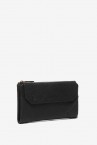 Black leather large wallet with flap