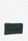 Green leather large wallet with flap