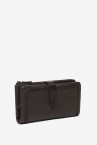 Brown leather and suede large wallet