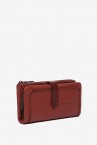 Terracotta suede and leather large wallet