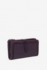 Purple suede and leather large wallet