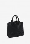 Shopper bag in black braided recycled materials