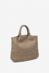 Shopper bag in taupe braided recycled materials