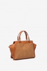 Handbag in cognac recycled materials