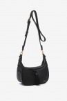 Crossbody bag with tassel in black recycled materials