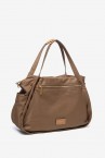 Nylon shopper bag in camel