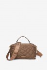 Padded shoulder bag in camel recycled materials