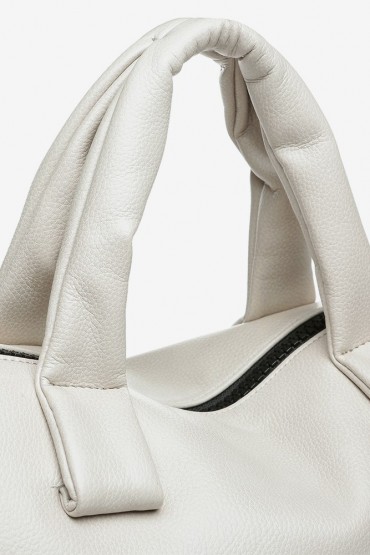 Shopper bag in beige with side die-cutting