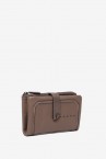 Taupe suede and leather medium wallet