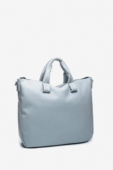Shopper bag in light blue with side die-cutting