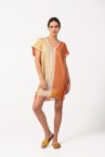 Orange cotton beach dress with geometric print
