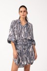 Cotton beach dress with abstract print in grey