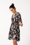 Women\'s cotton kaftan with tropical print in black